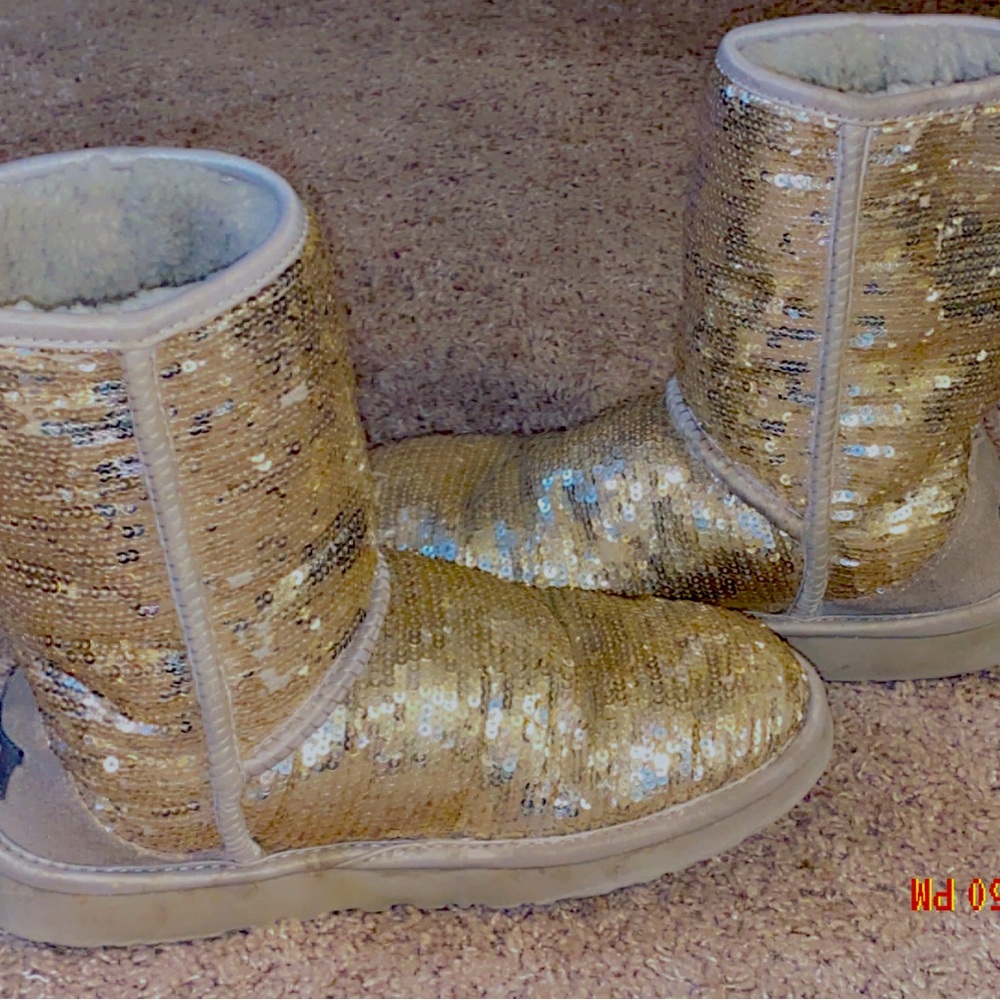 Gold sparkle UGG boots